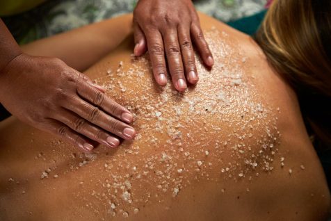 The master does a back massage with special oils and sea salt, spa treatments